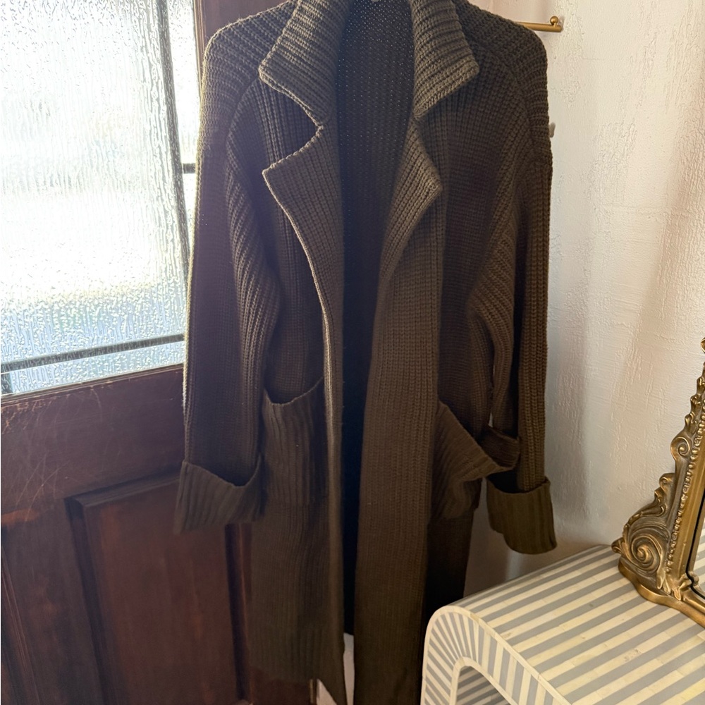 Cozy WeWoreWhat Olive Knit Cardigan